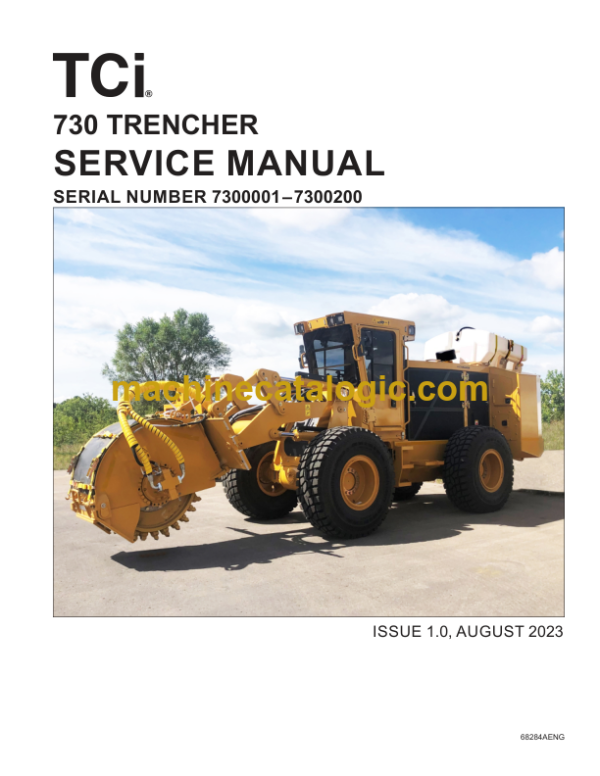 Tigercat 730 Trencher Service Manual (7300001–7300200) (68284AENG)