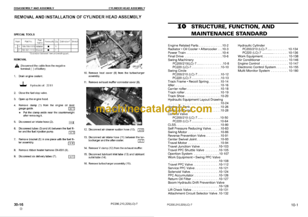 Komatsu PC200 PC200LC-7 PC210 PC210LC-7 PC220 PC220LC-7 Galeo Hydraulic Excavator Shop Manual (YEBM200301)