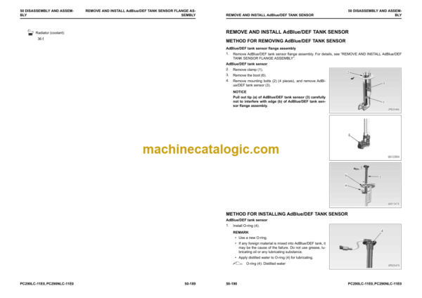 Komatsu PC290 -11E0 PC290LC -11E0 PC290NLC-11E0 Hydraulic Excavator Shop Manual (UENBM00720)