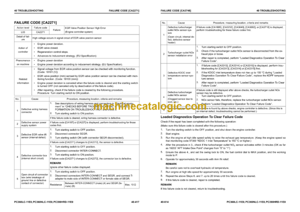 Komatsu PC360LC-11E0 PC360NLC-11E0 PC390HRD-11E0 Hydraulic Excavator Shop Manual (UENBM00494)