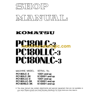 Komatsu PC180LC-3 PC180LLC-3 PC180NLC-3 Hydraulic Excavator Shop Manual (SEBM021P0304)