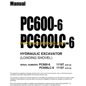 Komatsu PC600-6 PC600LC-6 Field Assembly Manual (SEAW004900)