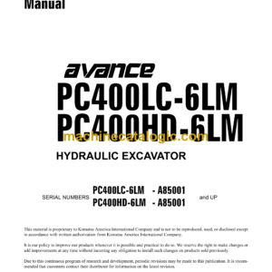 Komatsu PC400LC-6LM PC400HD-6LM Avance Hydraulic Excavator Shop Manual (CEBM005302)