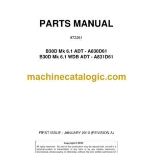 BELL B30D Mk 6.1 ADT & B30D MK 6.1 WDB ADT Parts Manual BELL B30D Mk 6.1 ADT & B30D MK 6.1 WDB ADT Index: