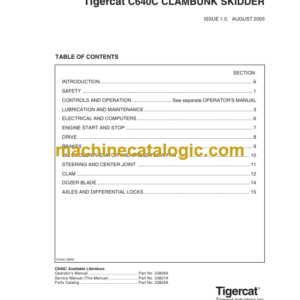 Tigercat C640C Clambunk Skidder Service Manual (6401601 - 6401999) (23827A)