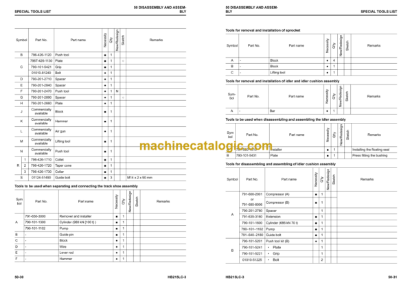 Komatsu HB215LC-3 Hydraulic Excavator Shop Manual (UENBM00462)