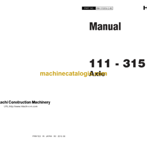 Hitachi 111-315 Axle Service Manual