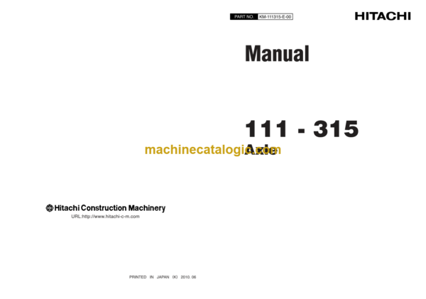 Hitachi 111-315 Axle Service Manual