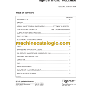 Tigercat M724D Mulcher Service Manual (724M2101 - 724M2500) (21325A)