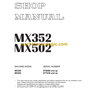 Komatsu MX352 MX502 Hydraulic Excavator Shop Manual (SEBM035400)