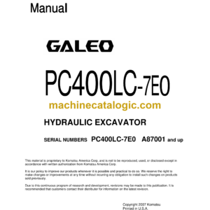 Komatsu PC400LC-7E0 Galeo Hydraulic Excavator Shop Manual (CEBM016902)