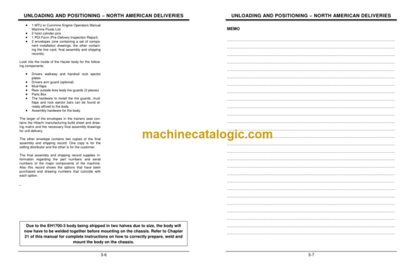 Hitachi EH17003 Rigid Dump Truck Field Assembly Manual