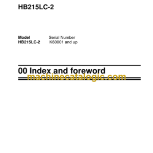 Komatsu HB215LC-2 Hydraulic Excavator Shop Manual (HB215LC-2 K60001 and up)