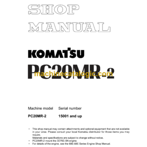 Komatsu PC20MR-2 Hydraulic Excavator Shop Manual (SEBM037001)