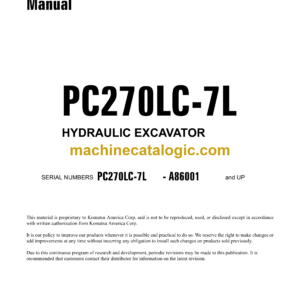 Komatsu PC270LC-7L Hydraulic Excavator Shop Manual (CEBM005905)