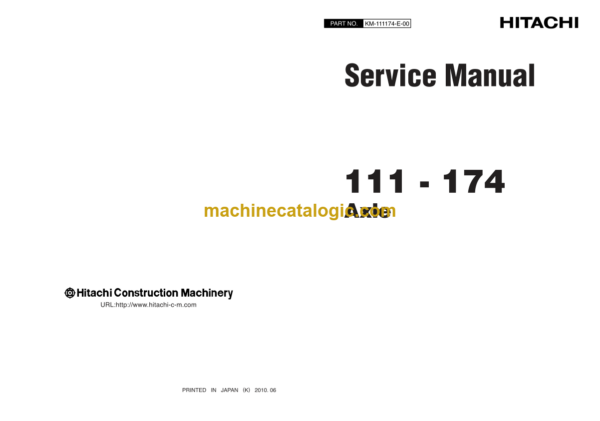 Hitachi 111-174 Axle Service Manual