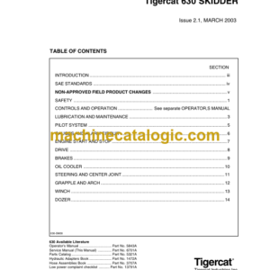 Tigercat 630 Skidder Service Manual (6300101 - 6300999) (6701A)