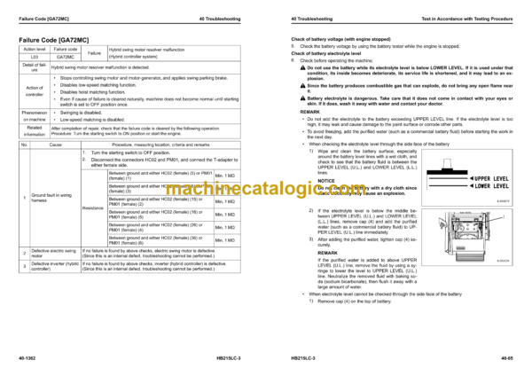 Komatsu HB215LC-3 Hydraulic Excavator Shop Manual (SEN06629-16)