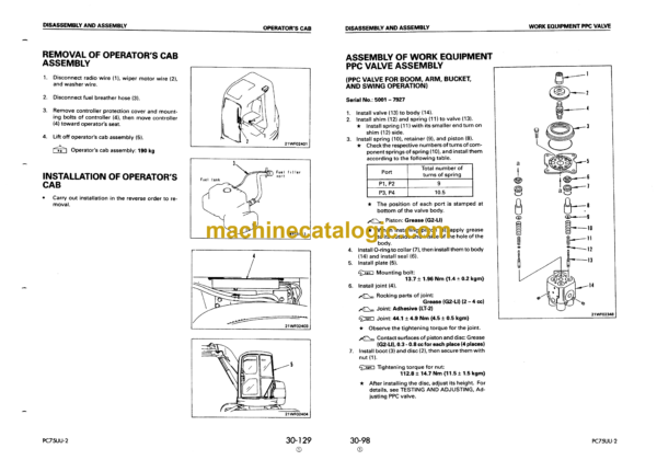 Komatsu PC75UU-2 Hydraulic Excavator Shop Manual (SEBM001302)