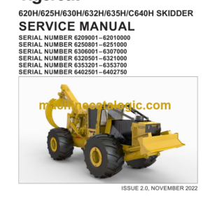 Tigercat 620H, 625H, 630H, 632H, 635H, C640H Skidder Service Manual (6250801–6251000) (60195AENG)