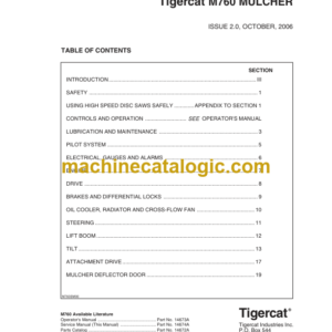 Tigercat M760 Mulcher Service Manual (760M0101 - 760M0500) (14674A)