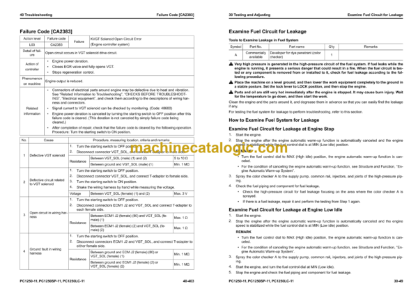 Komatsu PC1250-11 PC1250LC-11 PC1250SP-11 Hydraulic Excavator Shop Manual (SEN06624-12)