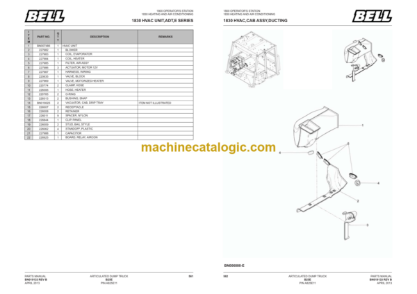 BELL E-SERIES ADT - B25E - Parts Manual