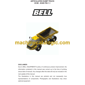 Hitachi BELL E-SERIES ADT - B18E - B30E Articulated Dump Truck Service Manual