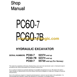 Komatsu PC60-7 PC60-7B Hydraulic Excavator Shop Manual (SEBM010911)