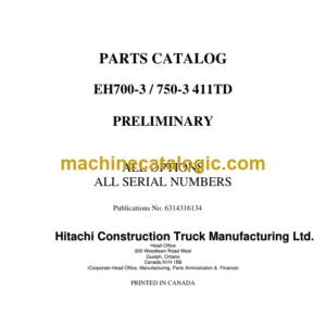 Hitachi EH700-3,EH750-3 411TD All Option All Serial Numbers Parts Catalog