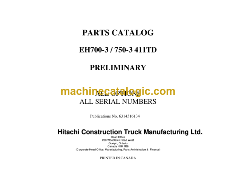 Hitachi EH700-3,EH750-3 411TD All Option All Serial Numbers Parts Catalog