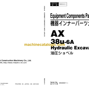 Hitachi AX38U-6A Hydraulic Excavator Inner Parts Catalog