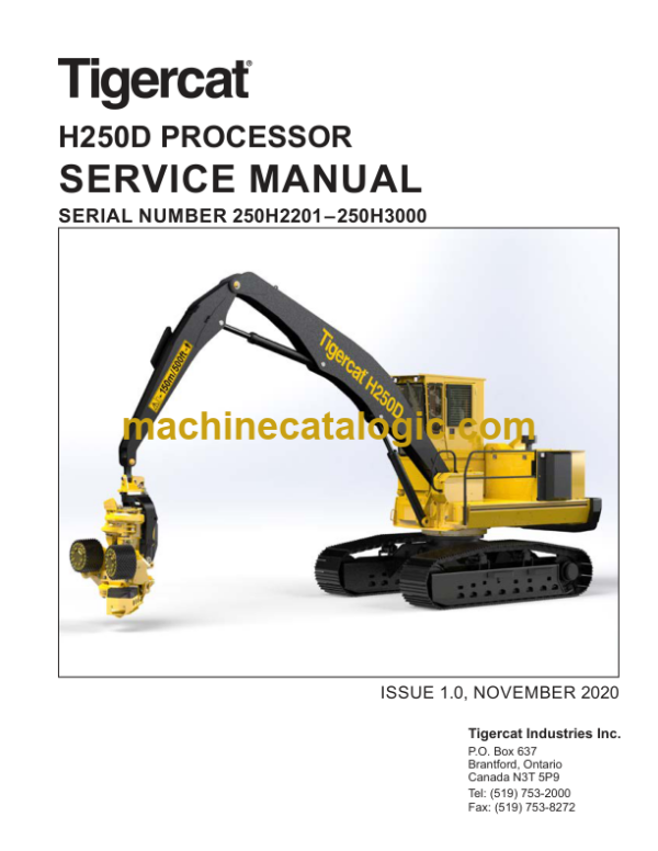 Tigercat H250D Processor Service Manual (250H2201 - 250H3600) (51067AENG)