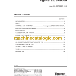 Tigercat 620 Skidder Service Manual (6200111 - 6200499) (11583A)