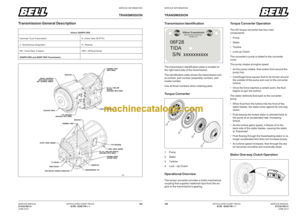 Hitachi BELL E-SERIES ADT - B18E - B30E Articulated Dump Truck Service Manual