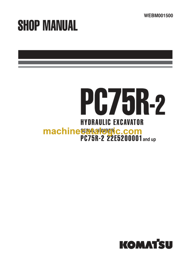 Komatsu PC75R-2 Hydraulic Excavator Shop Manual (WEBM001500)