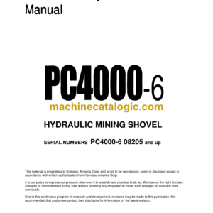 Komatsu PC4000-6 Hydraulic Excavator Field Assembly Manual (FAM-PC4000-08205)