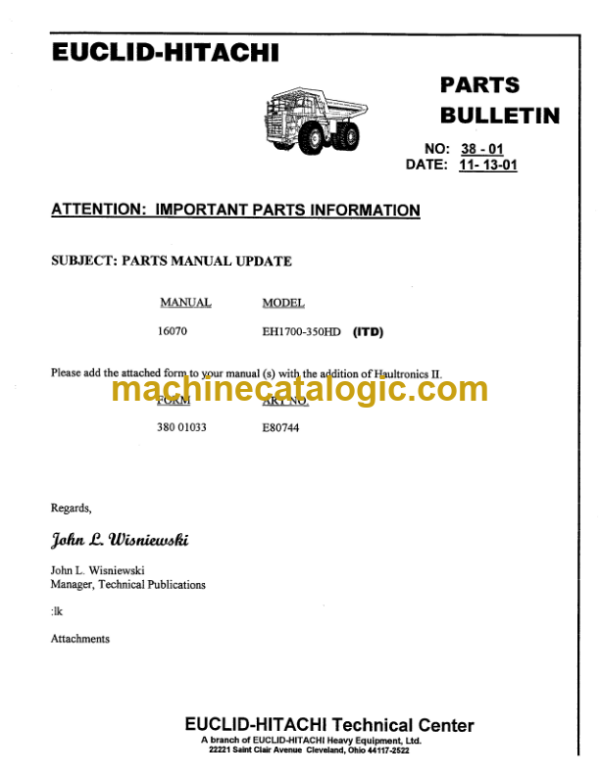 Hitachi EH1700 350HD Parts Catalog