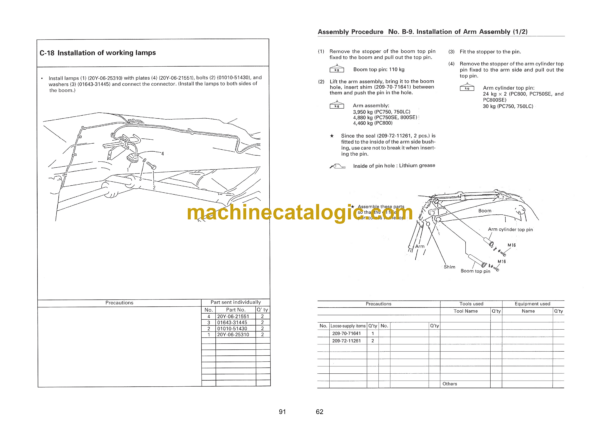 Komatsu PC750-7 PC750LC-7 PC750SE-7 PC800-7 PC800SE-7 Field Assembly Manual (GEN00014-03)