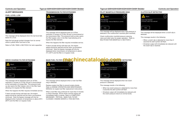 Tigercat 620H, 625H, 6130H, 632H, 635H, C640H Skidder Service Manual (6209001–62010000) (60195AENG)