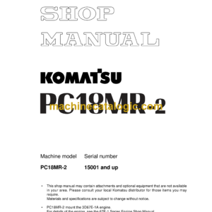 Komatsu PC18MR-2 Hydraulic Excavator Shop Manual (SEBM038402)