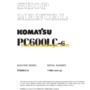 Komatsu PC600LC-6 Hydraulic Excavator Shop Manual (SEBM027100)