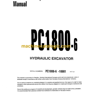 Komatsu PC1800-6 Hydraulic Excavator Field Assembly Manual (SEAW002201)