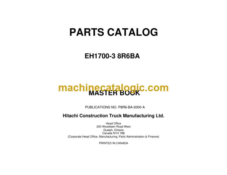 Hitachi EH1700-3 8R6 Parts Catalog