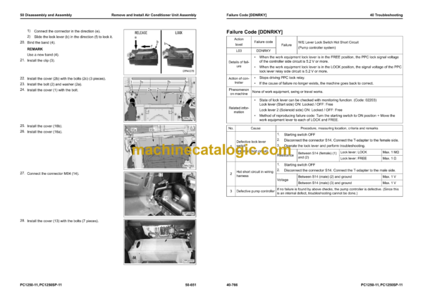 Komatsu PC1250-11 PC1250SP-11 Hydraulic Excavator Shop Manual (SEN06657-10)