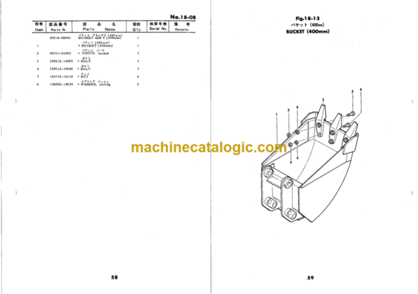 Hitachi EBH, FBH, GBH, HBH Backhoe Parts List