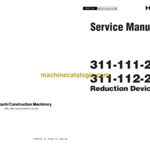 Hitachi 311-111-214 and 311-112-2113 Reduction Device Service Manual