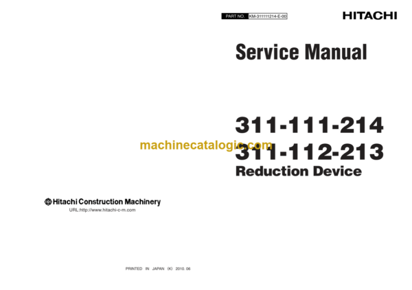 Hitachi 311-111-214 and 311-112-2113 Reduction Device Service Manual