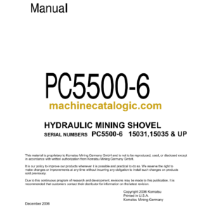 Komatsu PC5500-6 Hydraulic Mining Shovel Shop Manual (SMPC550015035)