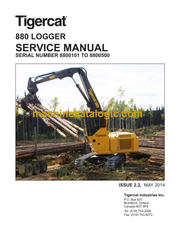 Tigercat 880 Logger Service Manual (8800101 - 8800500) (36953AENG)